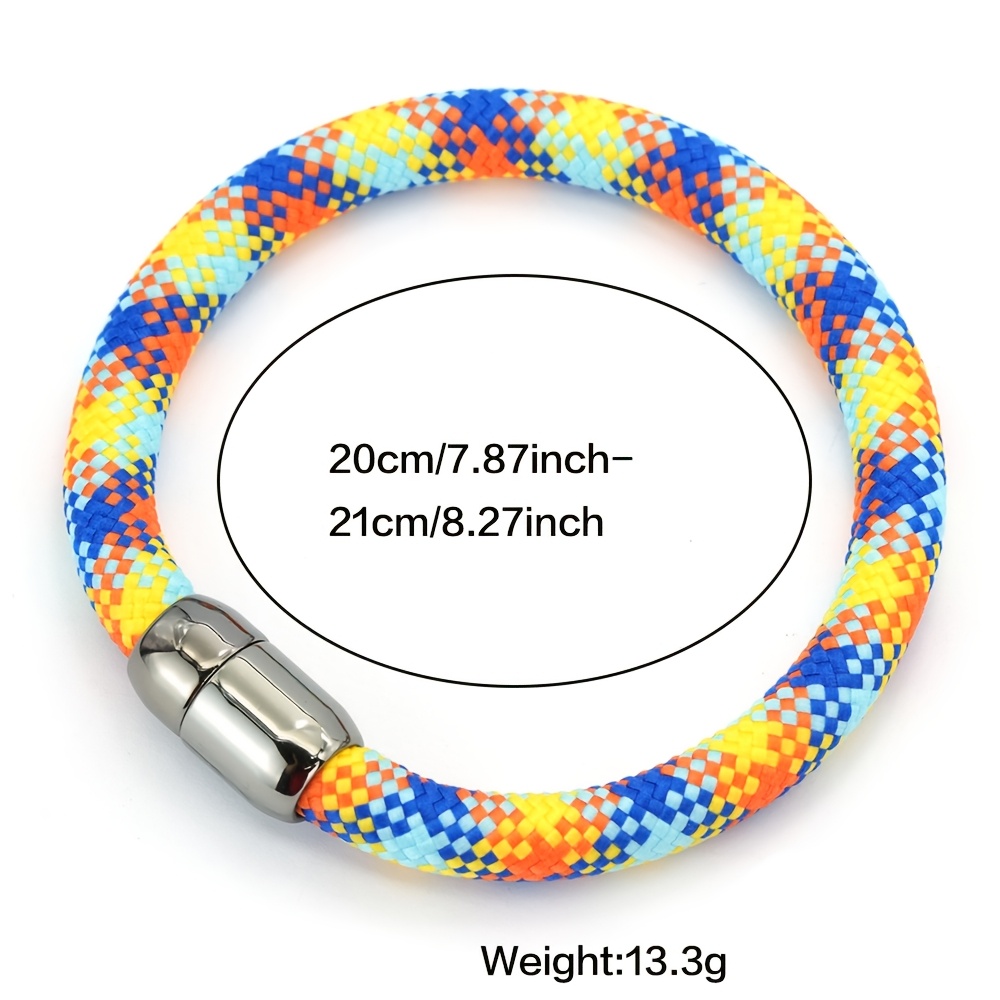 Men's 8mm Wide Rope Bracelet with Black Magnetic Clasp
